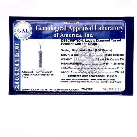 Diamond Tassel Pendant Chain Necklace 18k Gold 0.15 TCW Certified $3,950 111311 - Picture 10 of 10